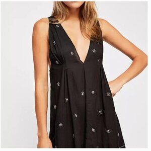 Free People Black Mini Dress with White Accents